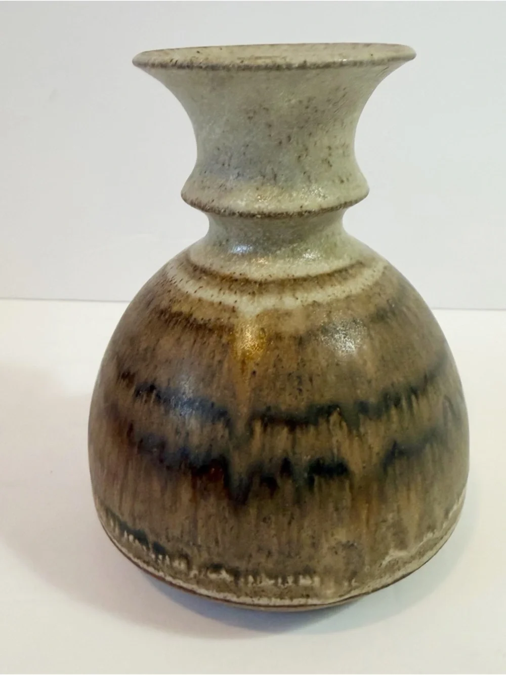 Share Studio Pottery Brown Tan Drip Glaze Vase Natural Rustic Earthen Arts Craft